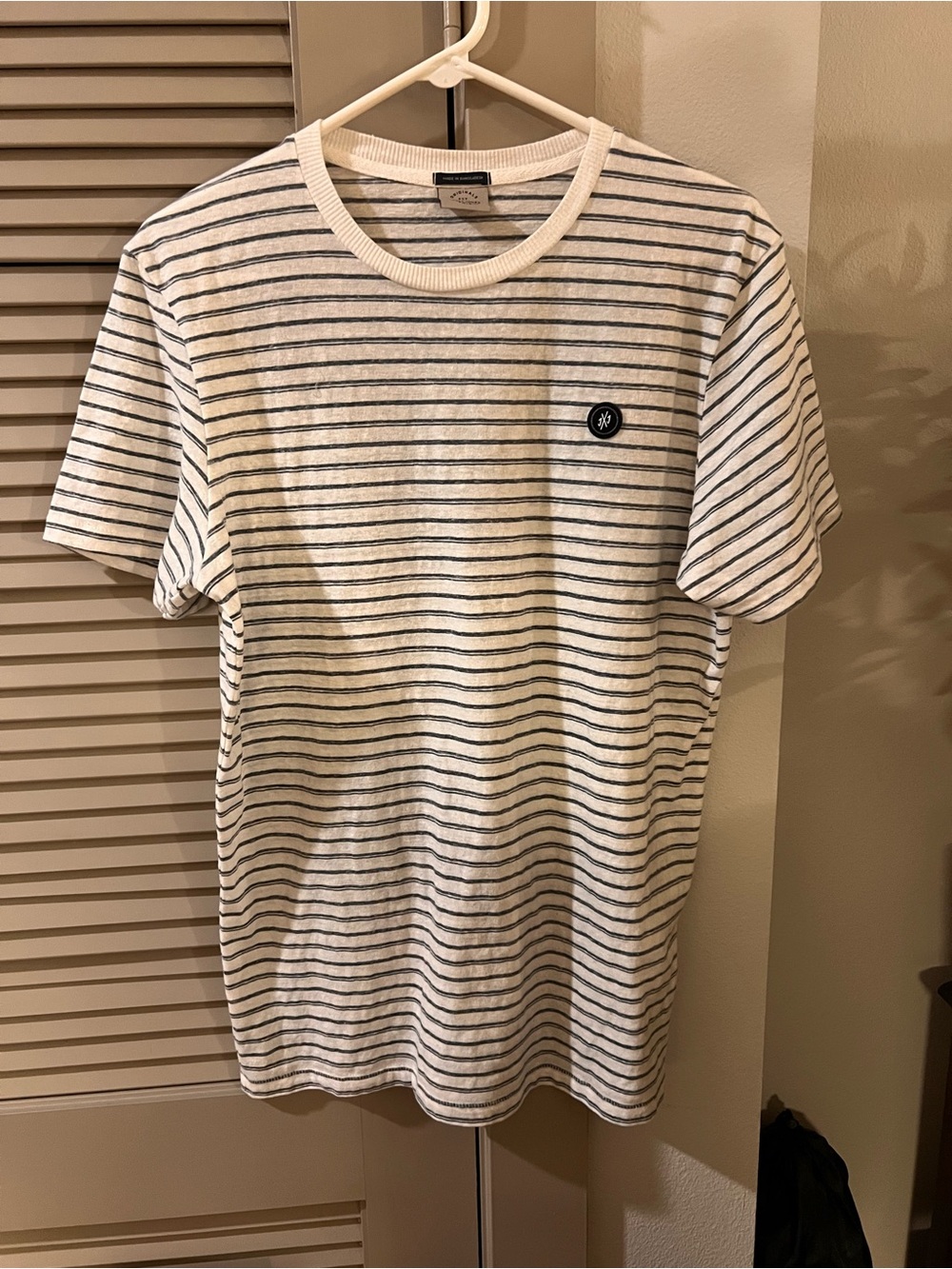 Jack & Jones White T-Shirt with Navy Thin Stripes